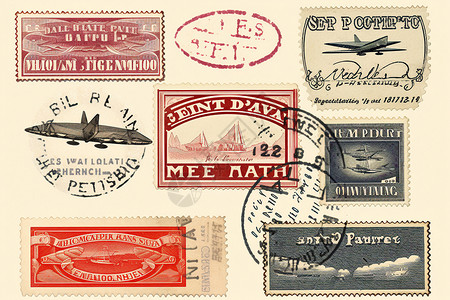 邮政航空运八复古的航空邮票背景