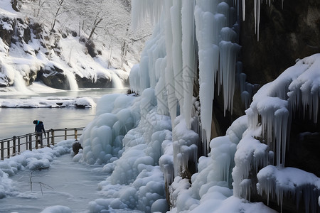 冬天结冰的瀑布图片