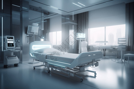 智能病房科技感医院床位设计图片