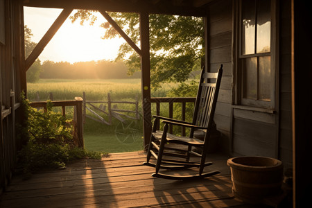 木甲板日光躺椅农舍门前的躺椅设计图片