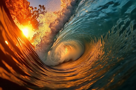 激情阳光阳光下的波浪背景