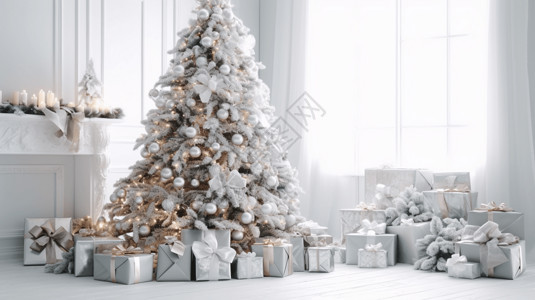白色背景的圣诞树背景图片