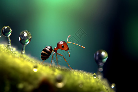 一只红蚂蚁触角红蚂蚁高清图片
