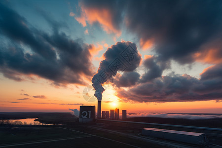 工厂烟囱排放气体图片