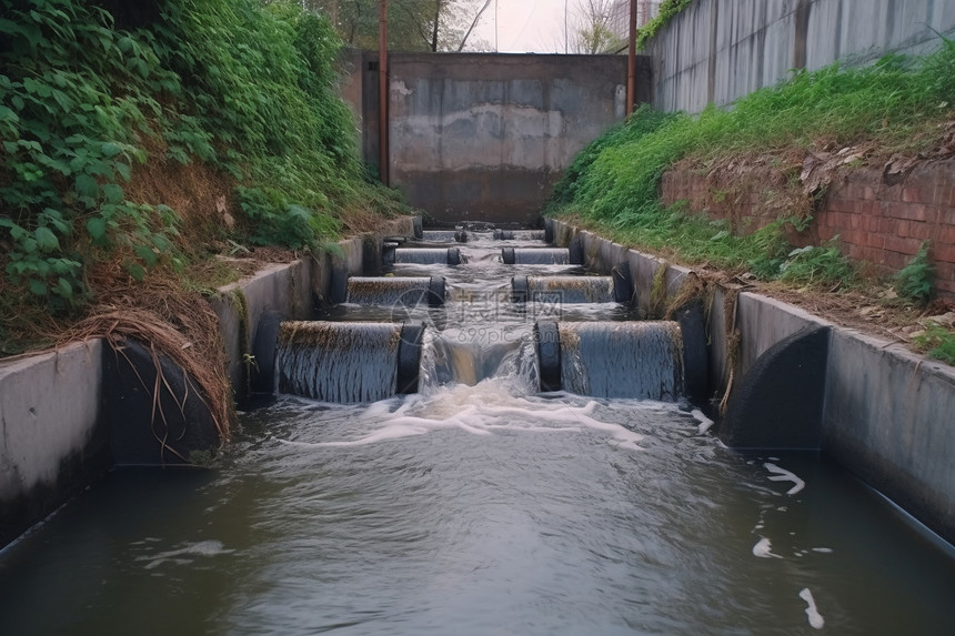 污水排入运河图片