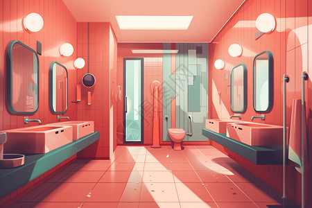 洗手间瓷砖建筑物的卫生间插图插画