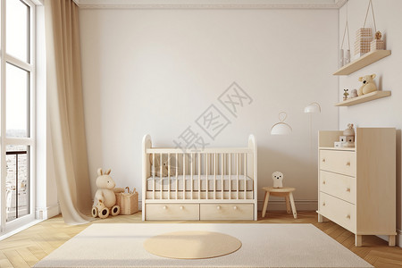 实木婴儿床温馨的儿童房设计图片