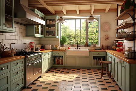 复古厨房设计图片