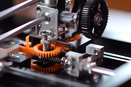 系统齿轮素材3D打印机工作和齿轮系统背景