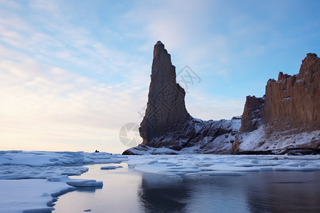 河流结冰冬季结冰的河流背景