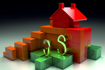 立方体的房屋模型背景图片