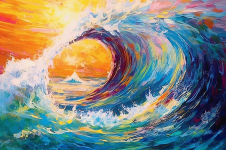 绘画的抽象波浪背景图片