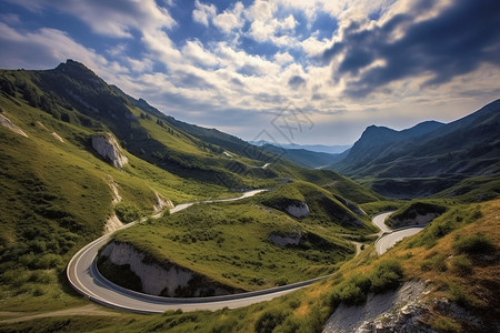 山间蜿蜒的山路图片