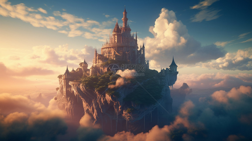 梦幻的空中城堡图片
