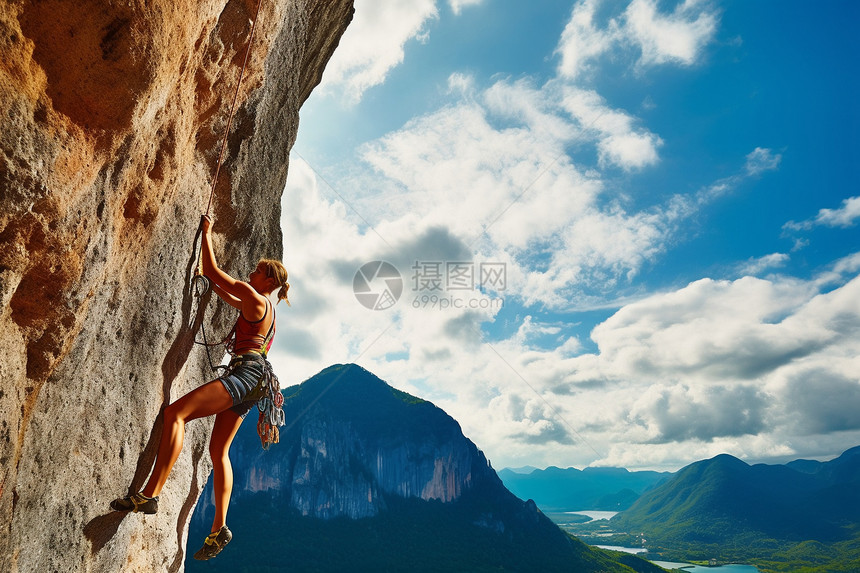 攀岩的女人图片