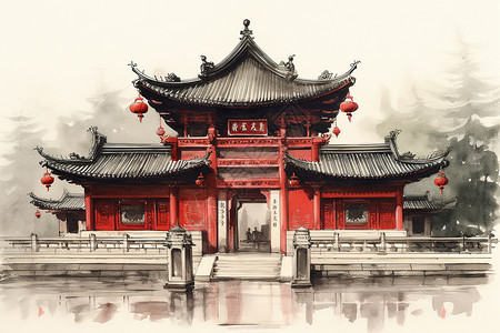 一幅中国古建筑图片