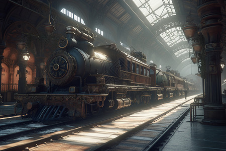 蒸汽朋克的火车站图片