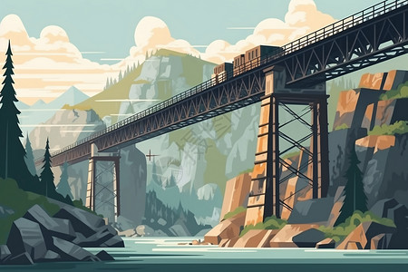 一座铁路桥插画