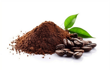 咖啡粉和咖啡豆背景图片