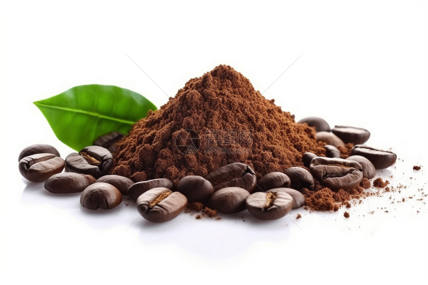咖啡粉与咖啡豆图片