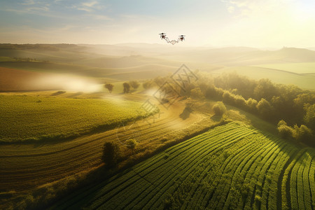 无人机监控农业图片
