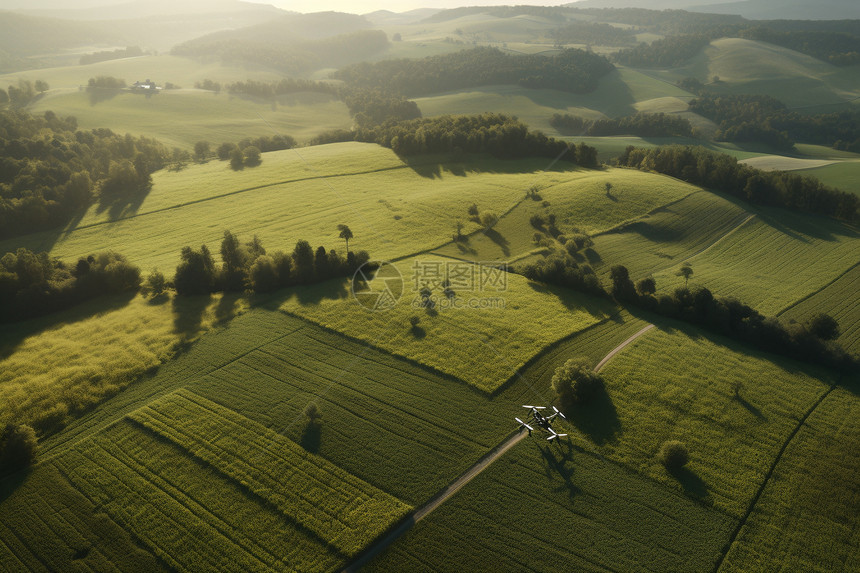 农田上空的无人机图片