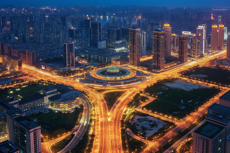 繁华的城市夜景背景图片