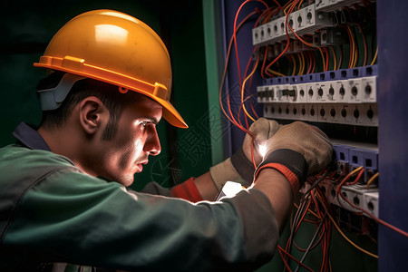 安装电路的工人图片