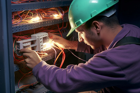 维修电路的技术人员修理高清图片素材