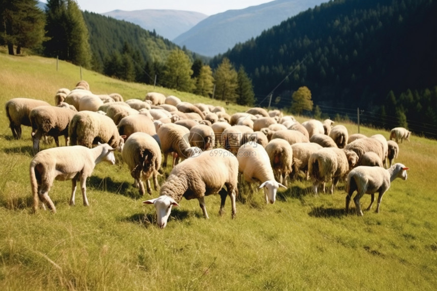乡村放牧的羊群图片