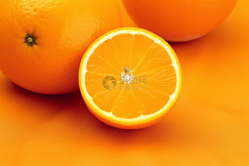 切开的甜橙图片