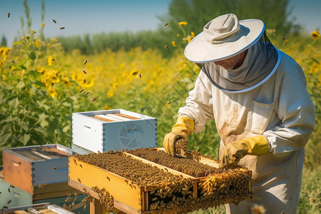 农村的专业养蜂人图片