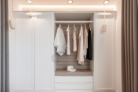 白色衣柜现代装修中的白色木制衣柜设计图片