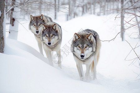 森林中的狼群背景