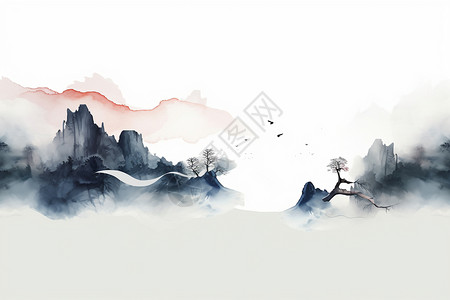 中国风的上水画背景图片