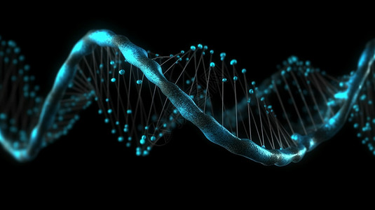 黑色背景上的程式化DNA链高清图片