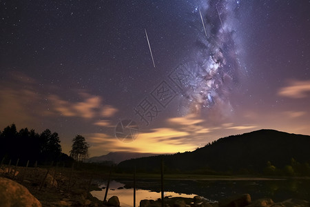 天体水天空中的流星雨背景