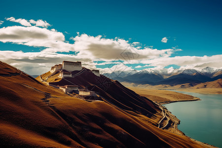 藏区高原的美丽景观背景图片