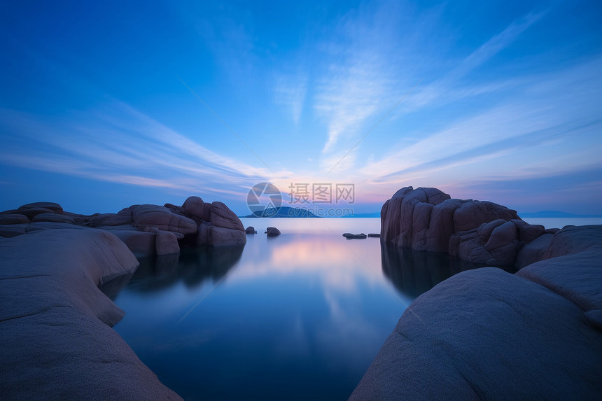 夏日休闲度假海滩的自然景观图片