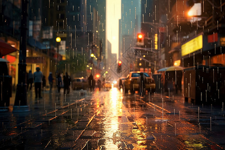 暴风雨天气的街道景观图片