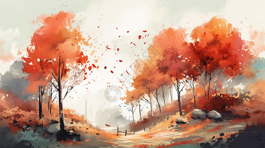 秋天的枫树林高清图片