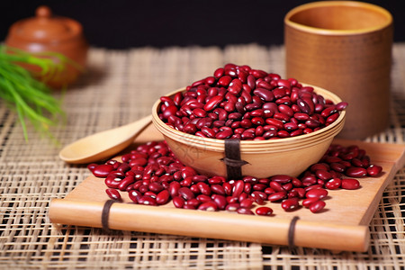 木碗中的杂粮红豆背景图片