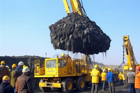 煤炭装卸装卸煤矿的工地背景