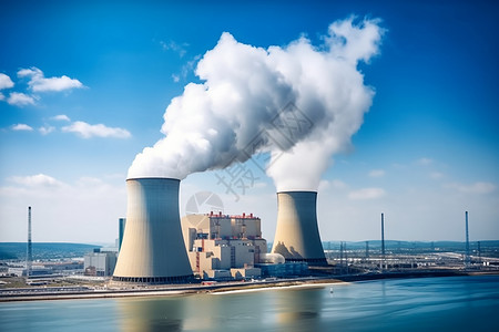 工业蒸汽核电站冷却塔的照片背景
