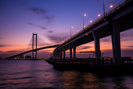 城市景观横滨海湾大桥高清图片