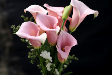 粉红色百合花美丽的花束背景
