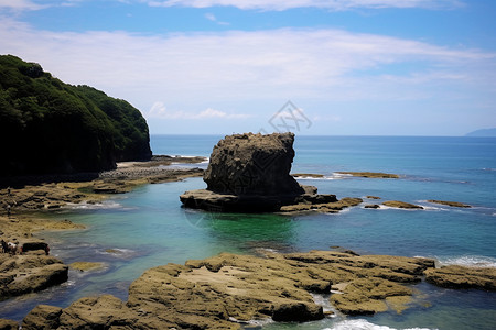 海岸的岩石背景图片