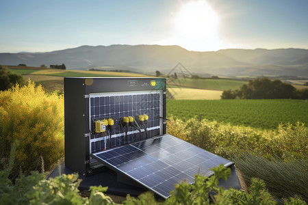田野里的太阳能监控系统图片