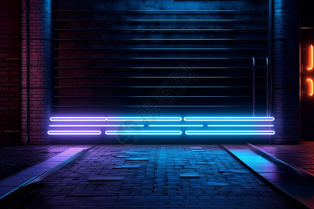 城市夜生活城市街道的霓虹设计图片