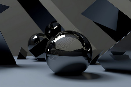 金属三维几何球形图片